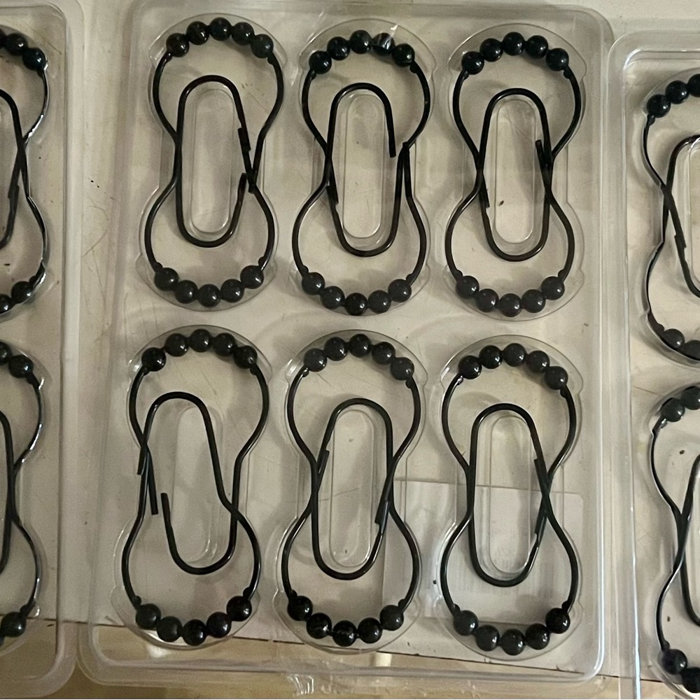 3 packets Black Shower Curtain Hooks
